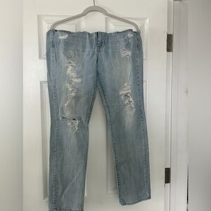 American Eagle Outfitters Light Blue Distressed Straight Leg Jeans